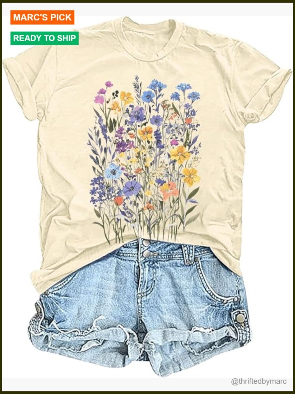 Vintage Floral Graphic Tee Short Sleeve Cotton Boho T-Shirt